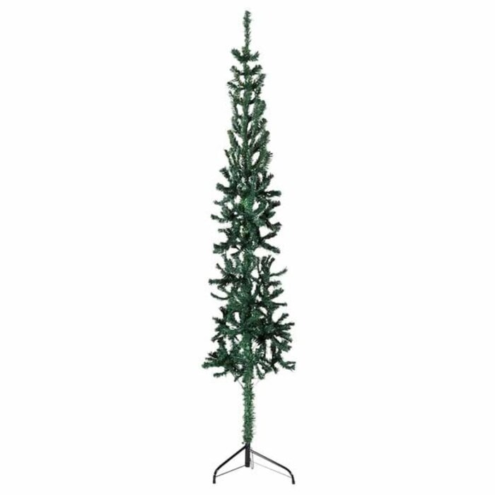 Halbe künstliche Weihnachtsbaum mit Ständer, schmal, 120 cm, Grün, PVC & Stahl