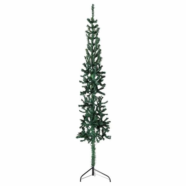 Halbe künstliche Weihnachtsbaum mit Ständer, schmal, 120 cm, Grün, PVC & Stahl