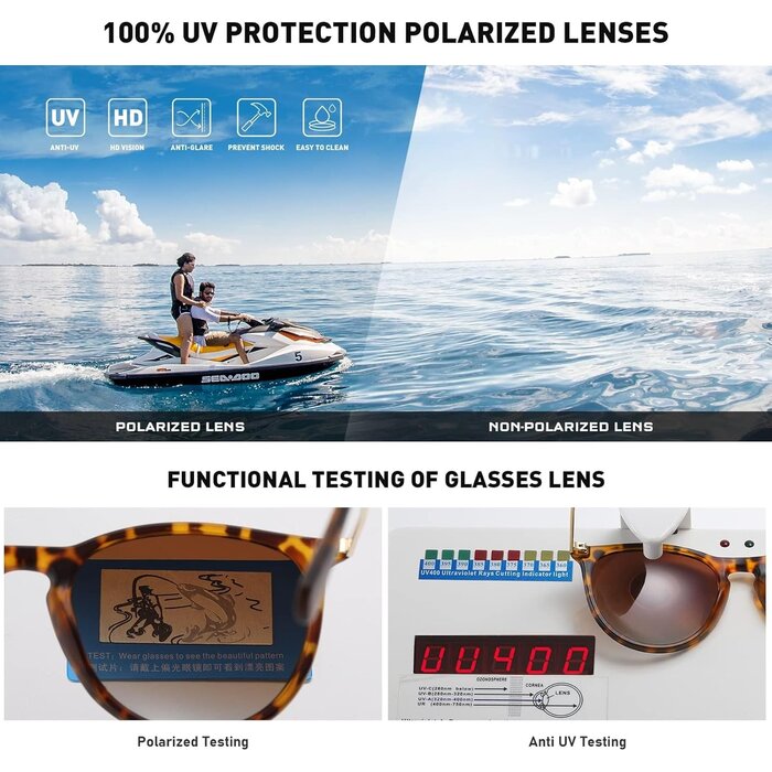 Polarisierte Retro Sonnenbrille UV400 - Damen & Herren - Outlet