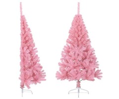Halb-Künstlicher Weihnachtsbaum mit Ständer, 150 cm, Rosa, PVC