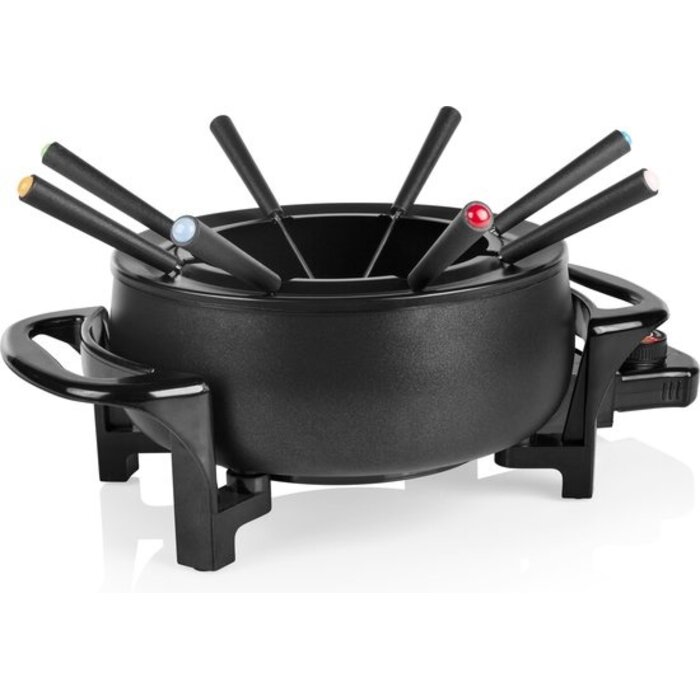 Elektrisches Fondue Set, 1.5L (8 Personen) - Inkl. 8 Gabeln, Mattschwarz, Aluminium