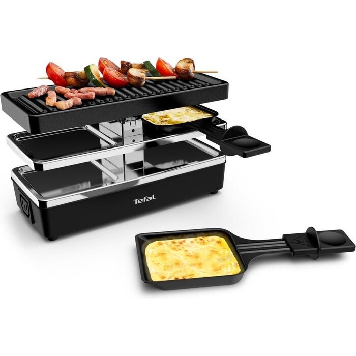 Raclette-Set, 400W, Schwarz, 2 Personen, Kompakt & Erweiterbar
