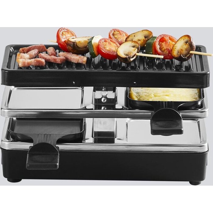 Raclette-Set, 400W, Schwarz, 2 Personen, Kompakt & Erweiterbar