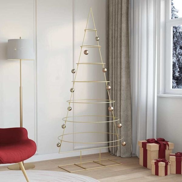 Metall-Weihnachtsbaum mit Ständer Gold 210 cm Pulverbeschichteter Stahl