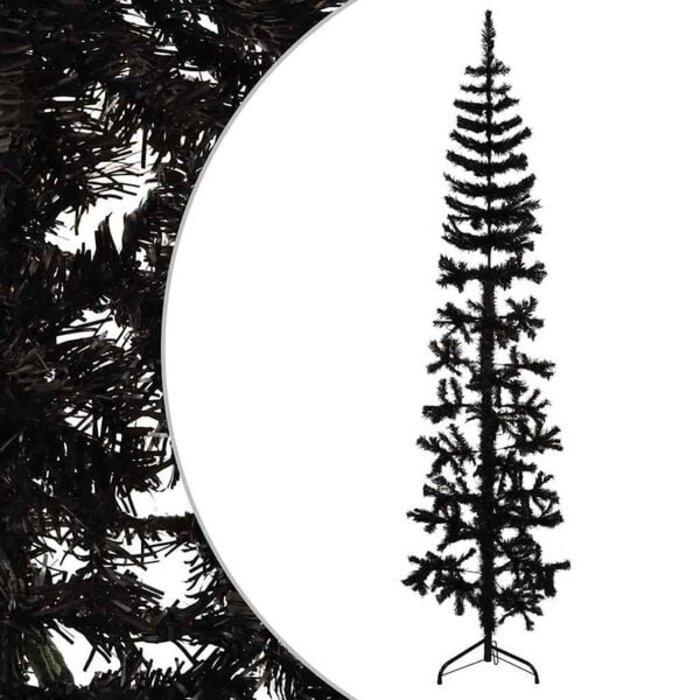 Halber künstlicher Weihnachtsbaum 240cm Schwarz mit Ständer