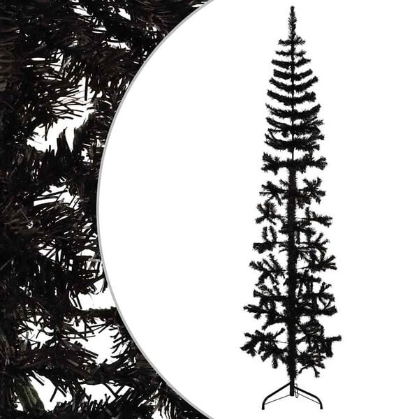 Halber künstlicher Weihnachtsbaum 240cm Schwarz mit Ständer
