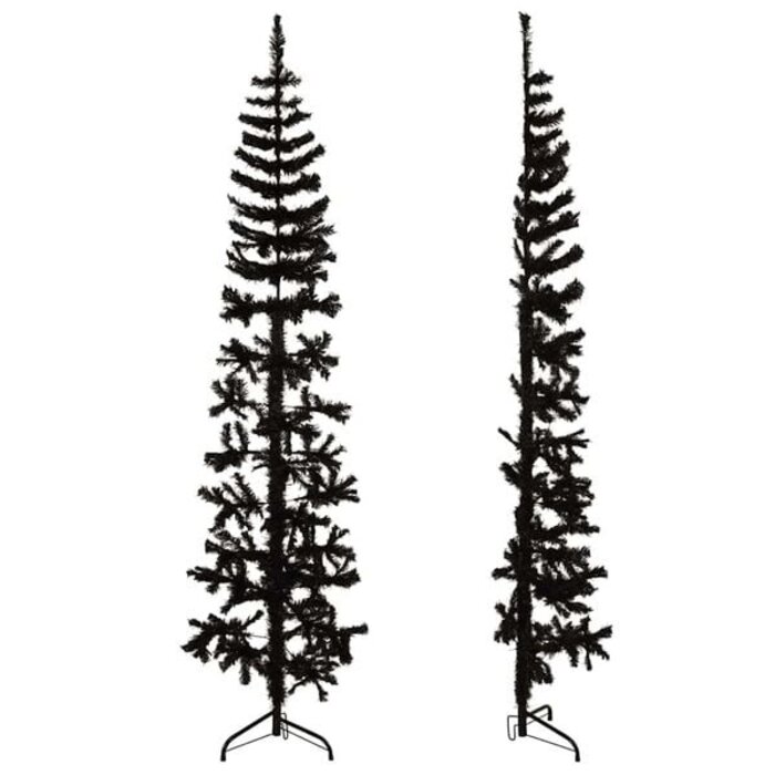 Halber künstlicher Weihnachtsbaum 240cm Schwarz mit Ständer