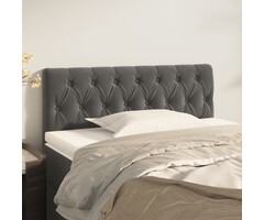 Kopfteil aus Samt, Dunkelgrau, 103x23x78/88 cm, Stoff, Holz