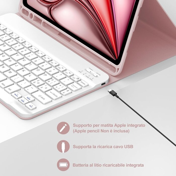 iPad Air 11" Tastatur-Hülle Pink, Italienisch QWERTY mit Stifthalter - bis zu 30% Rabatt