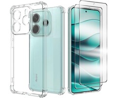 Transparente Hülle mit 2x Displayschutzfolie aus gehärtetem Glas für Xiaomi Redmi Note 14 5G | Weiches TPU & 9H Glas