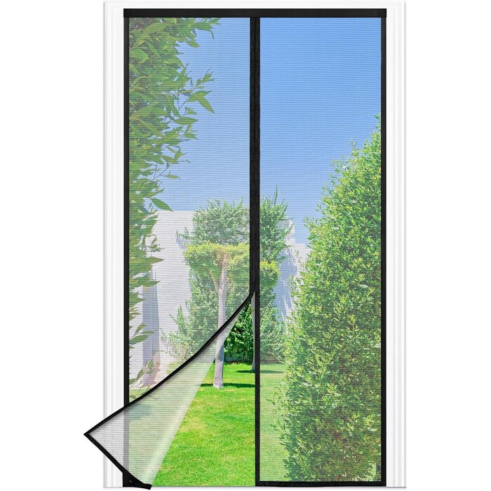 Magnetischer Fliegenschutz für Balkontüren | Insektenschutz 95x220cm - Schwarz