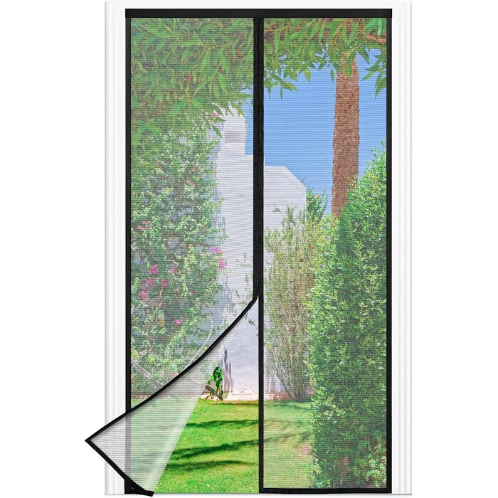 Magnetischer Fliegenschutz für Balkontüren | Insektenschutz 95x220cm - Schwarz
