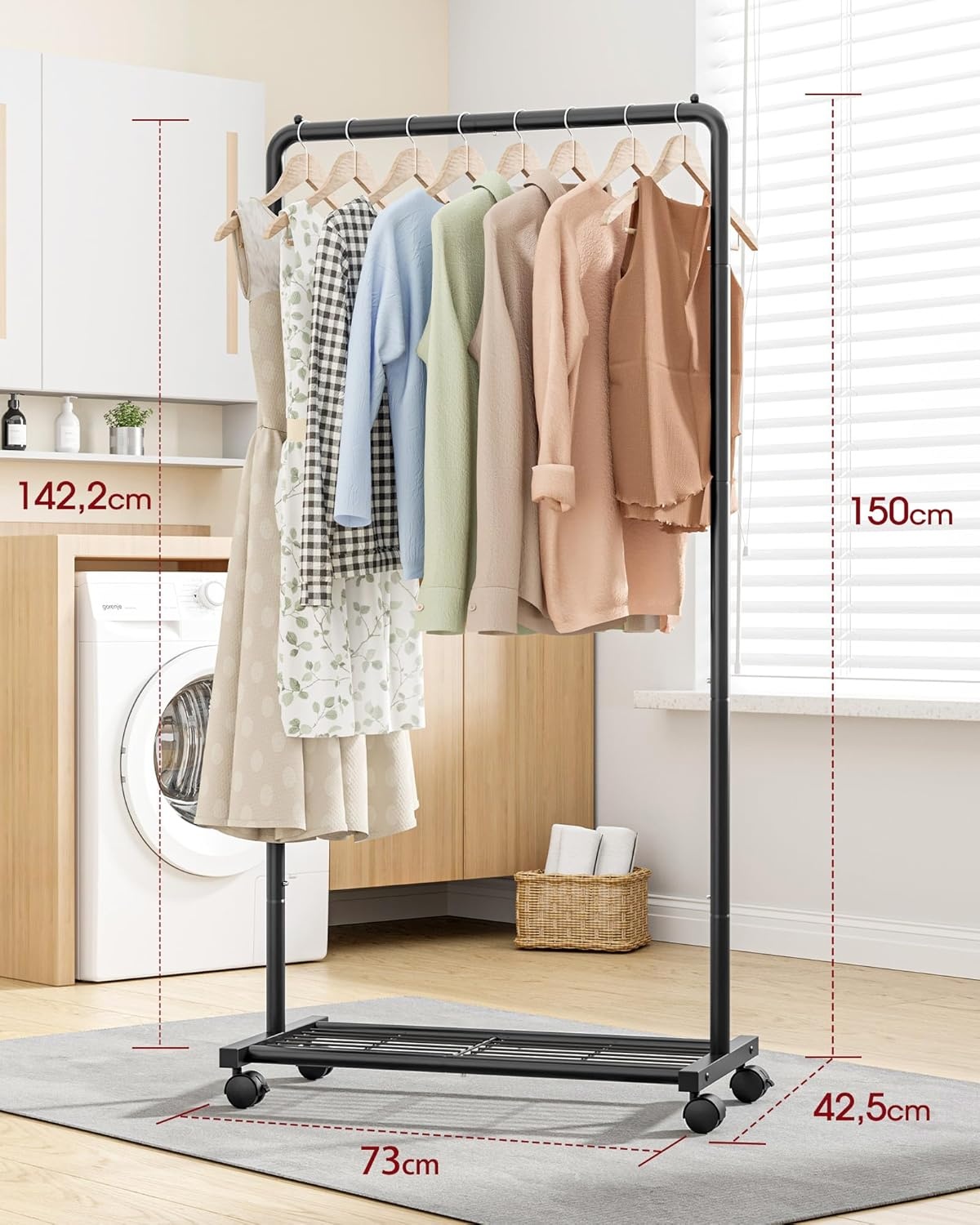 Robuster Kleiderständer mit Ablage, Schwarz - Jetzt bis zu 30% Rabatt sichern!