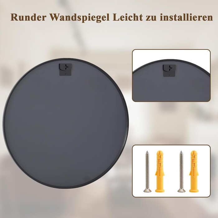 Runder Sicherheitsspiegel Schwarz 46cm für Bad & Wohnzimmer - bis zu 30% Rabatt