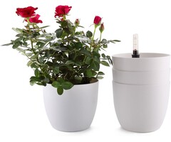 Selbstbewässernde Pflanzgefäße Weiß Kunststoff 15CM Set mit 4 Stück für Innen und Außen