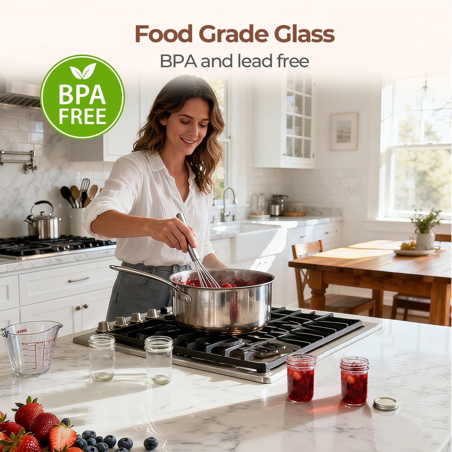 Glas-Aufbewahrungsgläser mit Deckel, 240ml, 8 Stück, Glas - Ideal für Kräuter, Marmelade & mehr