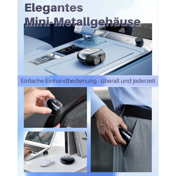 Mini Elektrorasierer für Herren - Tragbar, Nass/Trocken, LED-Display, Wasserdicht