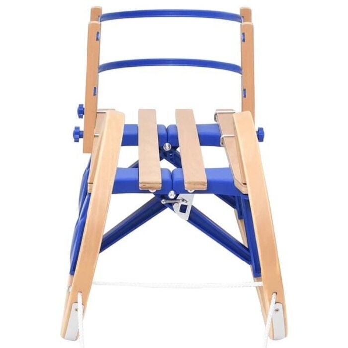 Schlitten klappbar mit Rückenlehne 110 cm Schichtholz Beige/Blau
