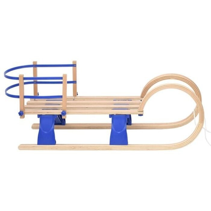 Schlitten klappbar mit Rückenlehne 110 cm Schichtholz Beige/Blau