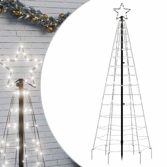 LED Weihnachtsbaum mit Erdspießen 220 LEDs Kaltweiß 180 cm