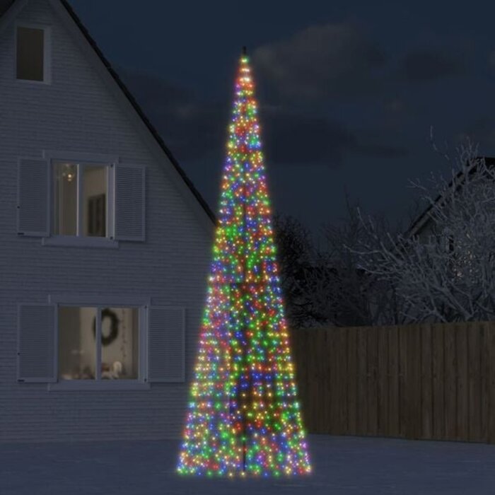 LED Fahnenmast Weihnachtsbaum Lichterkette 1534 LEDs Bunt 500 cm - Outlet