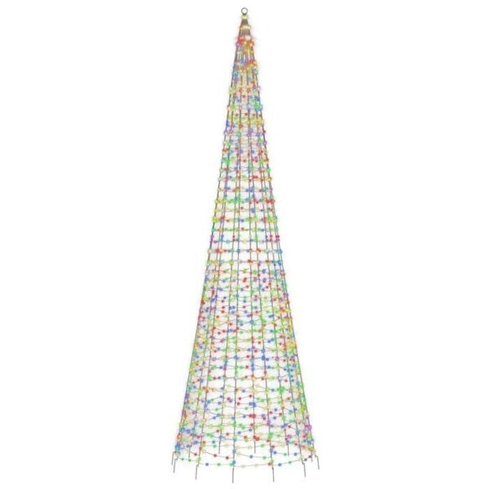 LED Fahnenmast Weihnachtsbaum Lichterkette 1534 LEDs Bunt 500 cm - Outlet