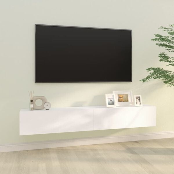 Wand-TV-Möbel Set (2 Stück) 100x30x30 cm Holzwerkstoff Weiß