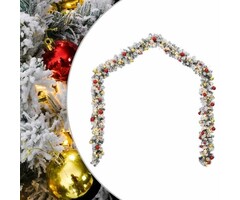 vidaXL Weihnachts-Girlande mit Kugeln & LED-Lichtern, 10m, PVC, Grün