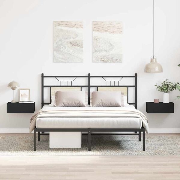 Nachttisch Hängend 40x30x15 cm Spanplatte Schwarz (2er Set)