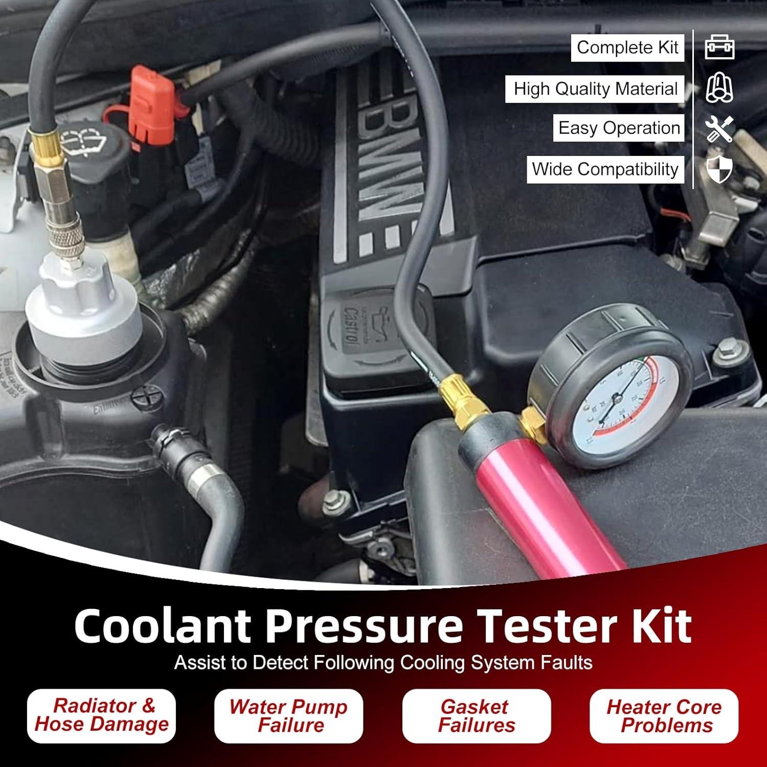 Kühlersystem-Druckprüfgerät, 14-tlg. Set zur Lecksuche - Bis zu 30% sparen!