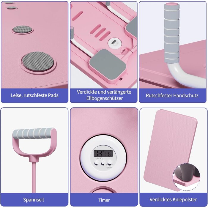 Pilates Board, 5-in-1 Multifunktions-Reformer mit Ab Roller, für Home Fitness (Pink)