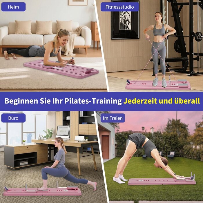 Pilates 5-in-1 Multifunktions-Reformer (Pink) mit Ab Roller - bis zu 35.0% Rabatt