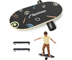 Hölzerne Balance Board für Kinder, Wobble Board für Gleichgewichtstraining, 19,7 x 8,5 Zoll, Birkenholz