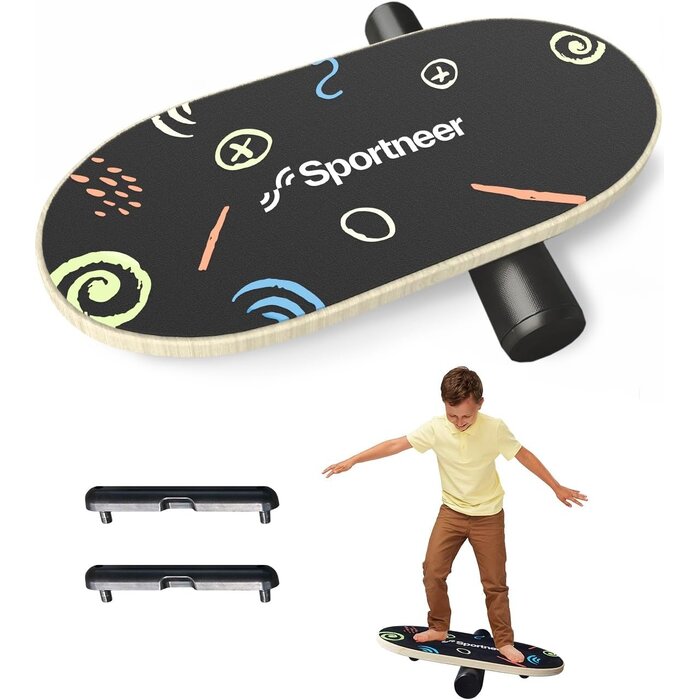 Hölzerne Balance Board für Kinder, Wobble Board für Gleichgewichtstraining, 19,7 x 8,5 Zoll, Birkenholz