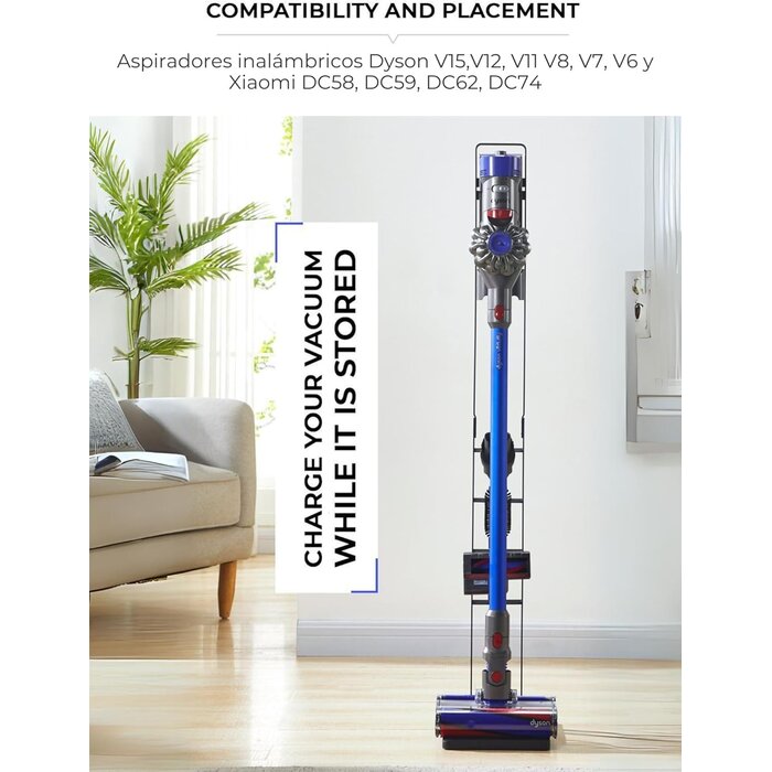 Bodenständer für Dyson & Xiaomi Staubsauger - Kein Bohren - Schwarz - 127x22x29cm