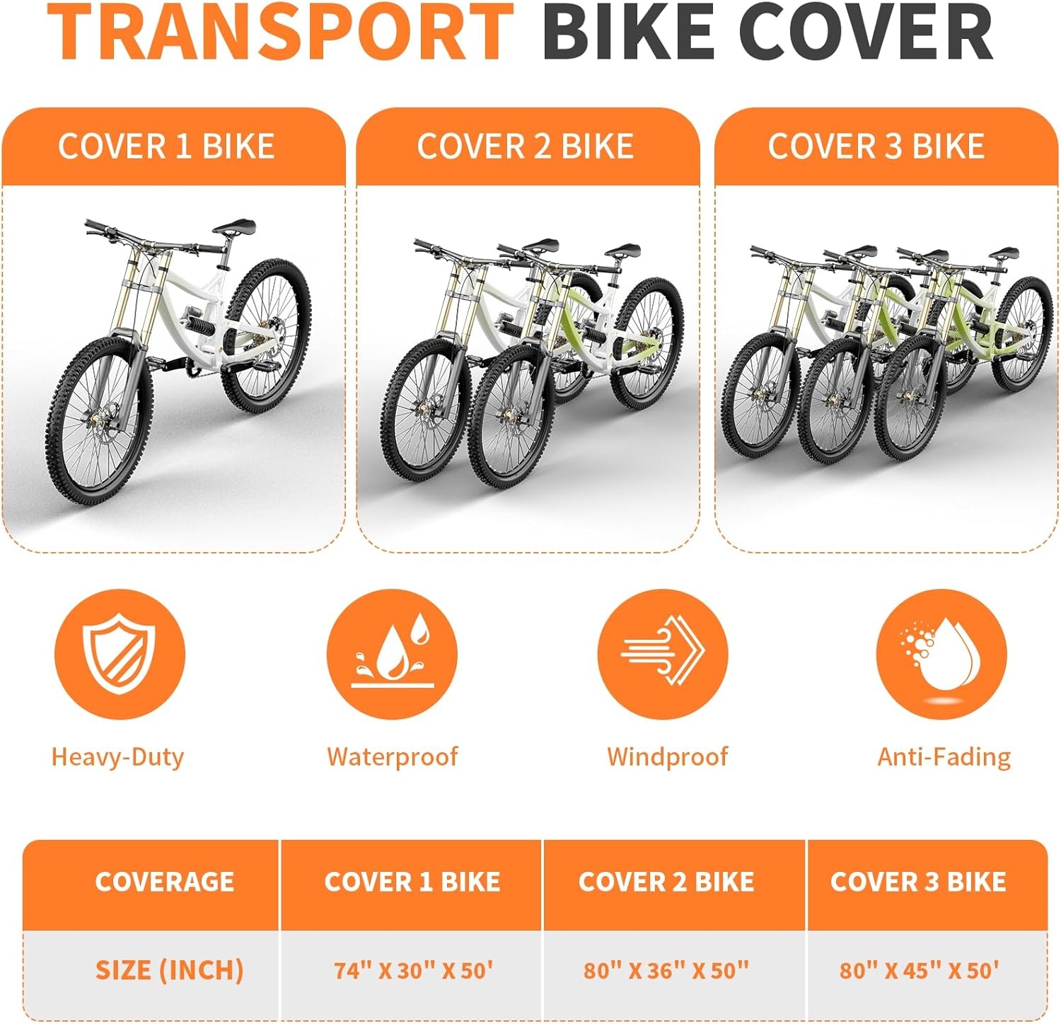 Fahrradträger-Abdeckung 2 Räder - Wasserdicht 600D Oxford, bis zu 30% reduziert!
