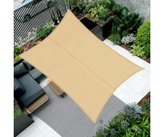 Sonnensegel Rechteckig 4x5m Wasserfest PES Sandfarben mit UV-Schutz für Terrasse, Garten, Balkon