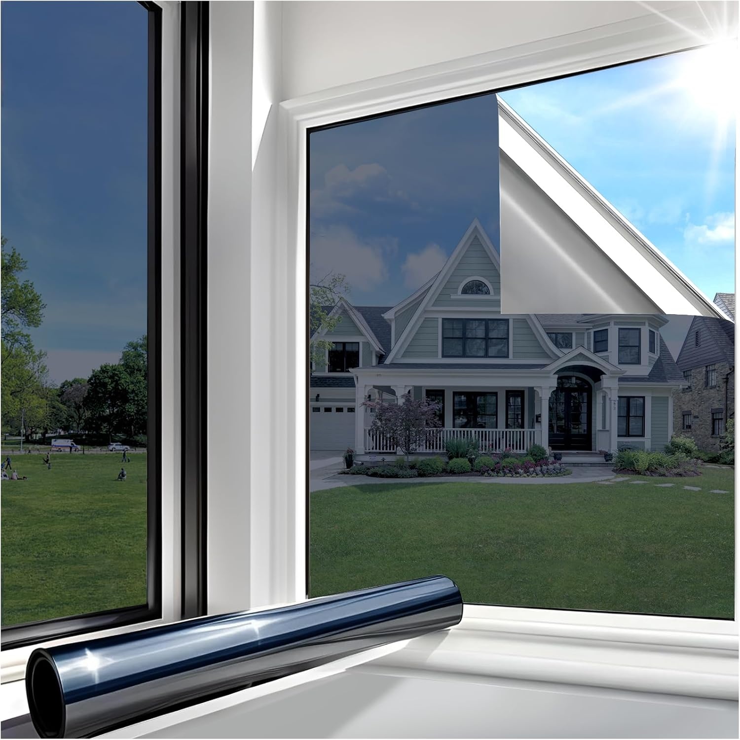Spiegelnde Fensterfolie 90x1000cm: Hitzeschutz, UV- & Sichtschutz - Bis zu 35% reduziert!