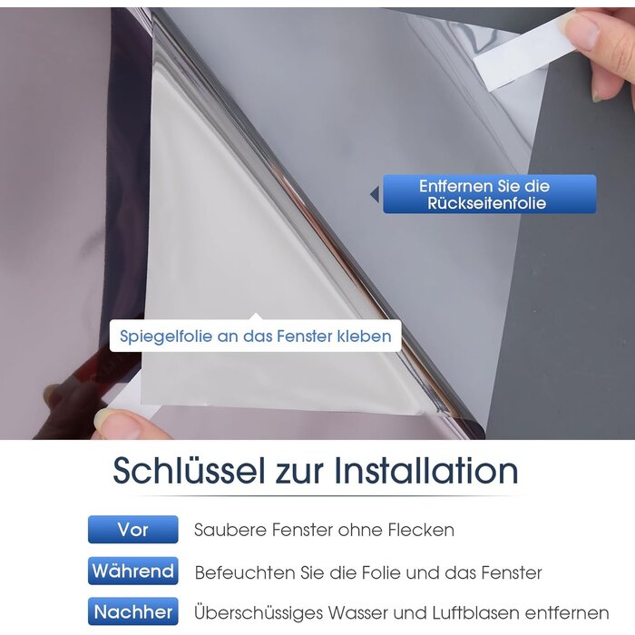 Spiegelnde Fensterfolie 90x1000cm: Hitzeschutz, UV- & Sichtschutz - Bis zu 35% reduziert!