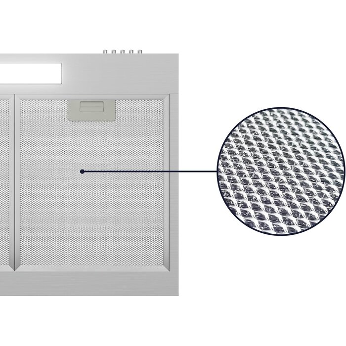Unterbau Dunstabzugshaube 60cm, Edelstahloptik, Umluft/Abluft, 3 Leistungsstufen, Energieeffizienz A+