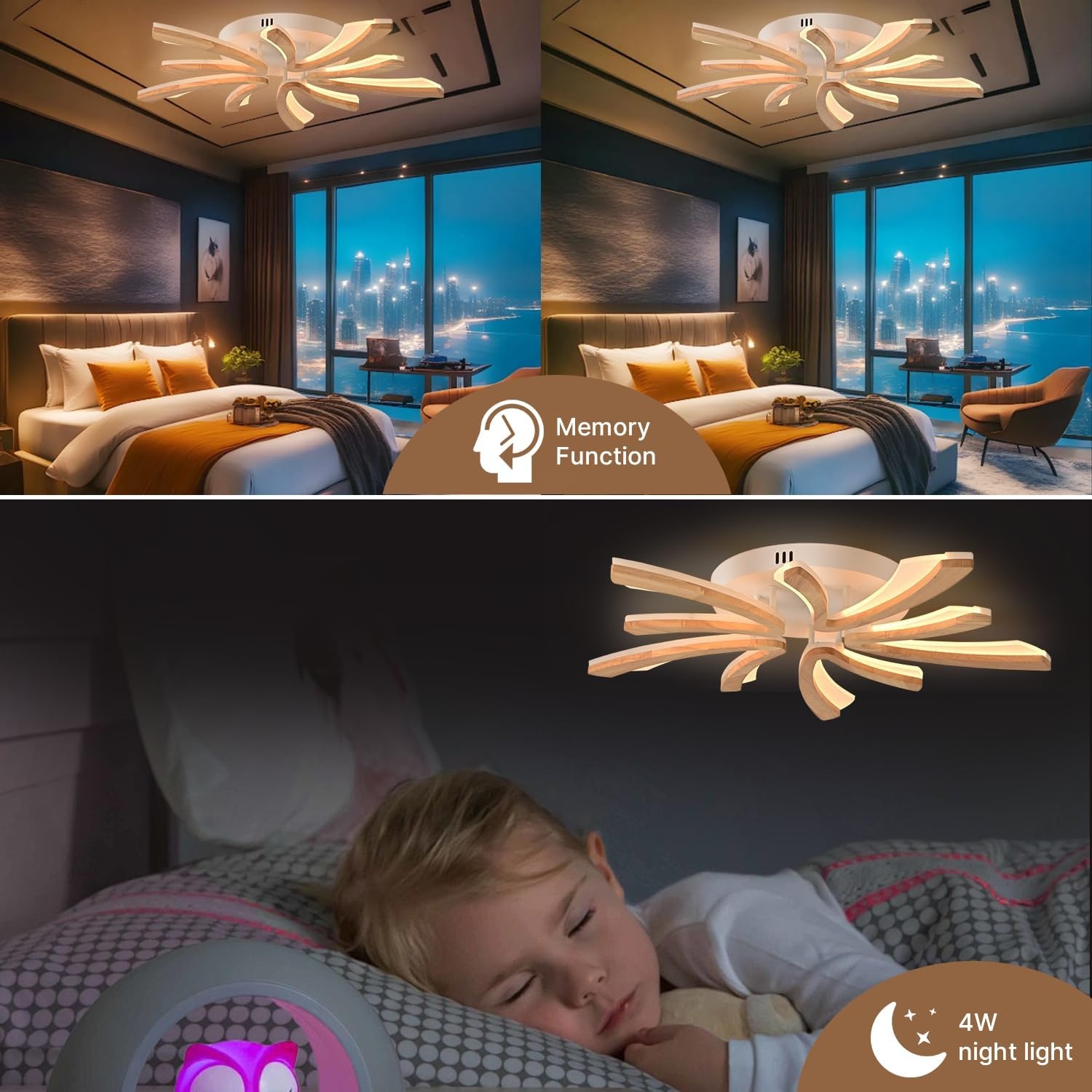 Design Holz-Deckenleuchte Ø 70cm, dimmbar LED - Bis zu 30% Rabatt sichern!