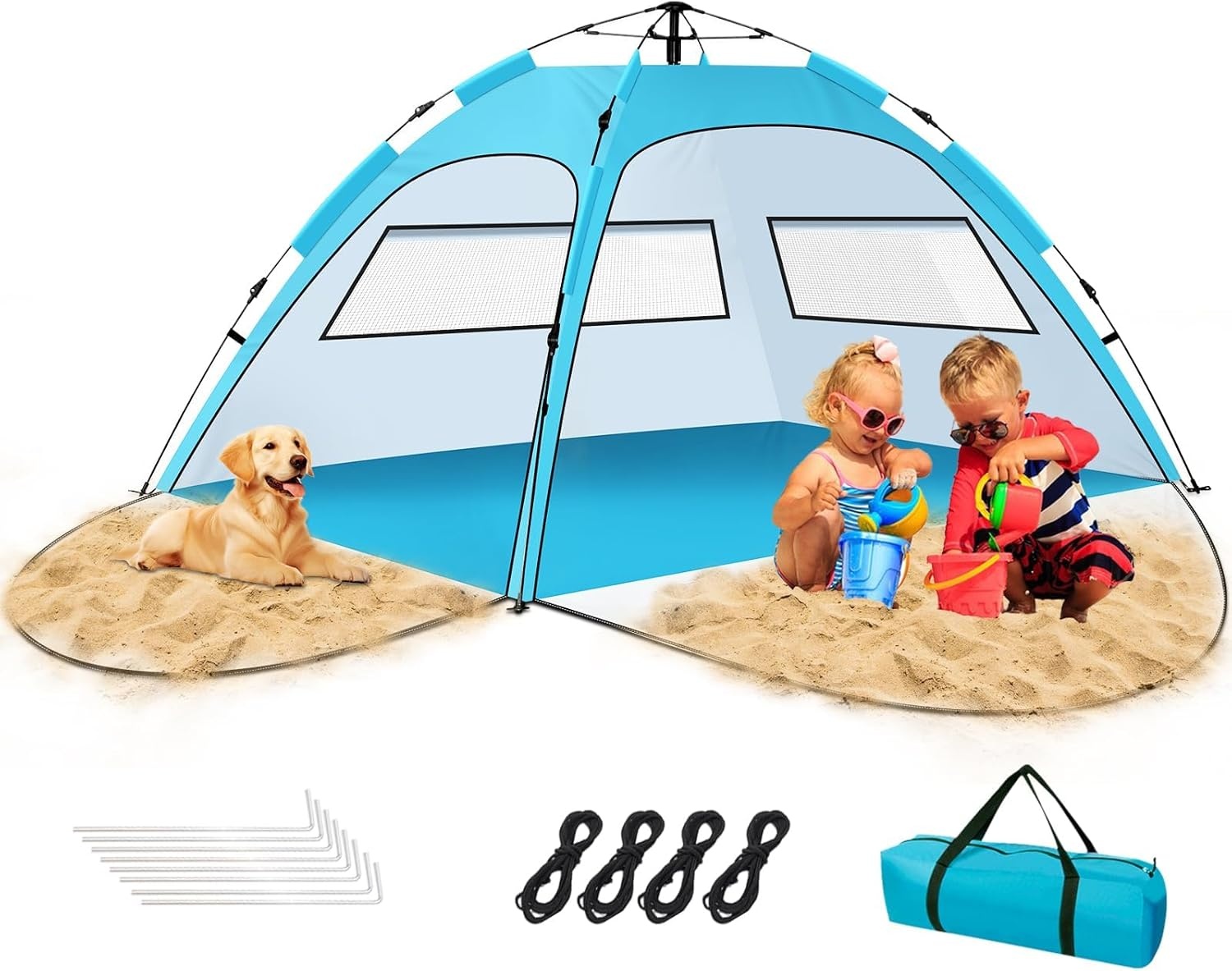 Strandmuschel für 2-4 Pers. | UV50+ Pop-Up Zelt - Bis zu 30% Rabatt!