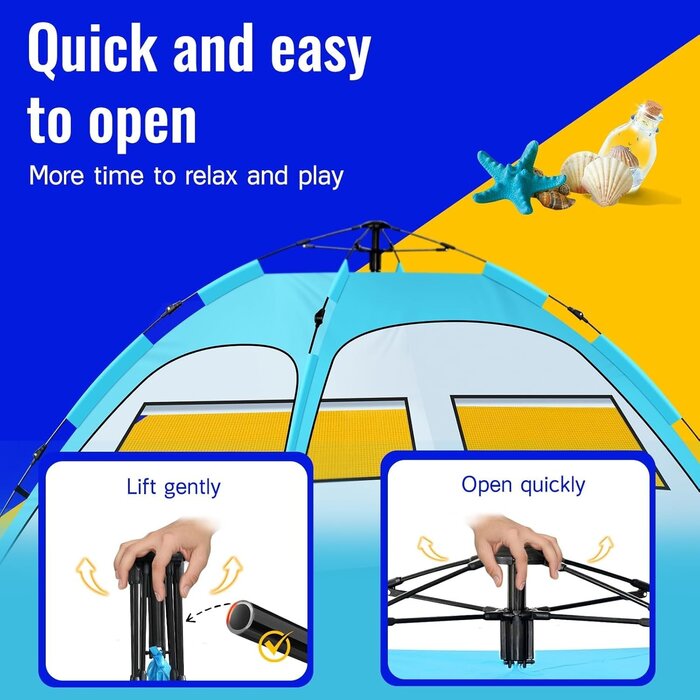 Strandmuschel für 2-4 Pers. | UV50+ Pop-Up Zelt - Bis zu 30% Rabatt!