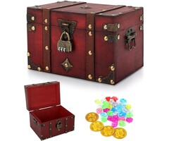 Buch-Safe mit Zahlenschloss, Mini Aufbewahrungsbox, Deko-Truhe aus Leder (L)