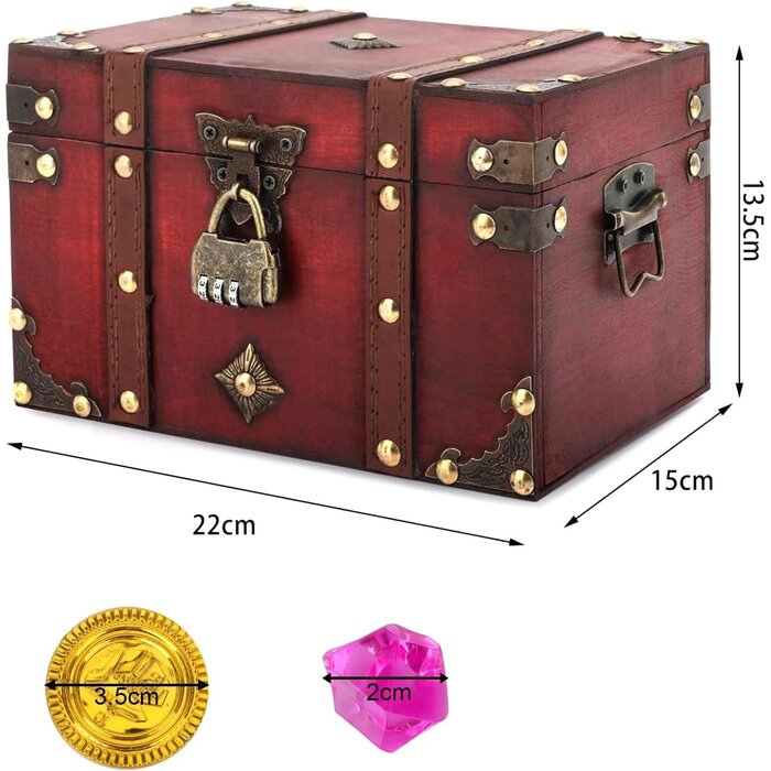 Buch-Safe mit Zahlenschloss, Mini Aufbewahrungsbox, Deko-Truhe aus Leder (L)