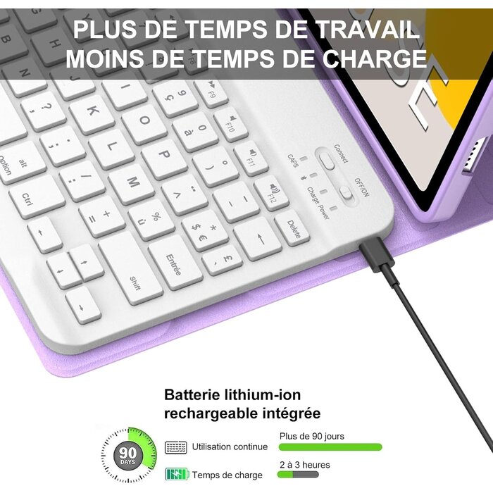 IVEOPPE Bluetooth Tastaturhülle mit Hintergrundbeleuchtung für Xiaomi Redmi Pad SE 11 Zoll 2023 - Hellviolett