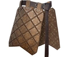 Mittelalterliche Oberschenkelpanzerung aus Kunstleder mit Gürtel (Braun/Schwarz, Einheitsgröße)