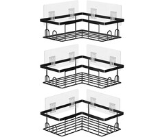 Klemmbare Duschablage, 3er-Set Schwarz, Eck-Duschkorb, Selbstklebend, Badezimmer-Organizer, Shampoo-Halter für Dusche (Eck-Duschablage 3 Stück)