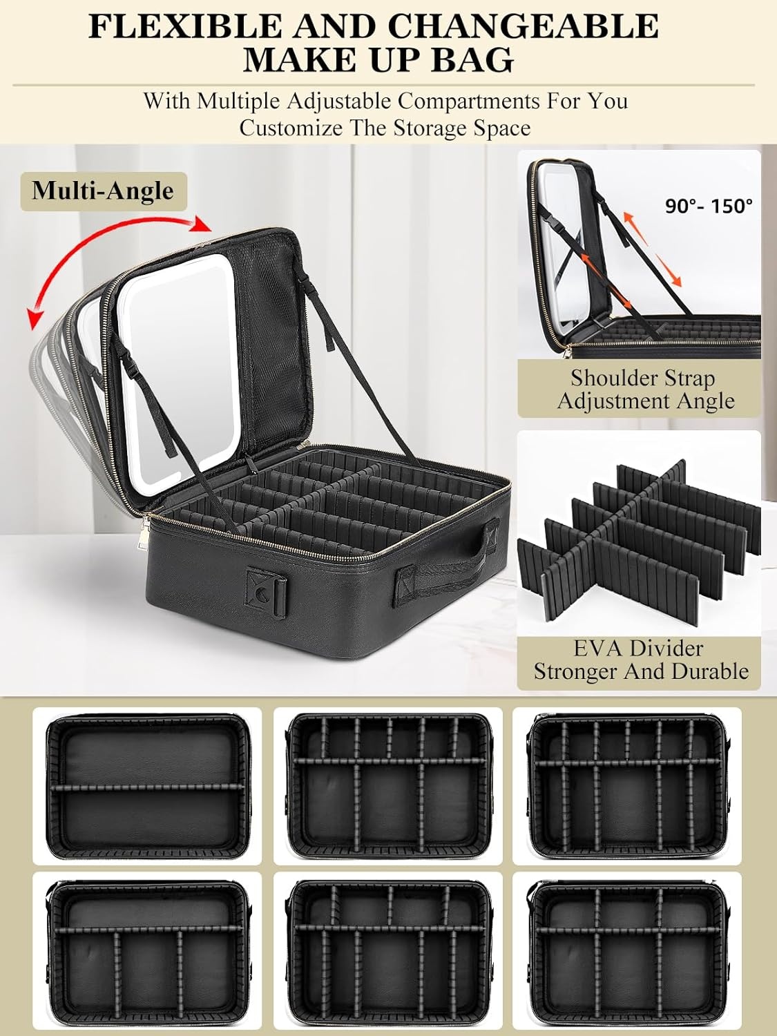 Großer Kosmetik-Organizer mit Licht & Spiegel - Bis zu 30% sparen!