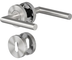 Türgriff-Set Edelstahl Toilette L-Form PZ Profilzylinder Silber